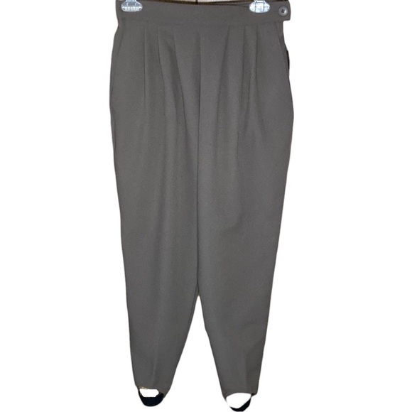 Joan Walters | New Old Stock Vintage Stirrup Pants Taupe Pleated High Waist - Picture 1 of 9
